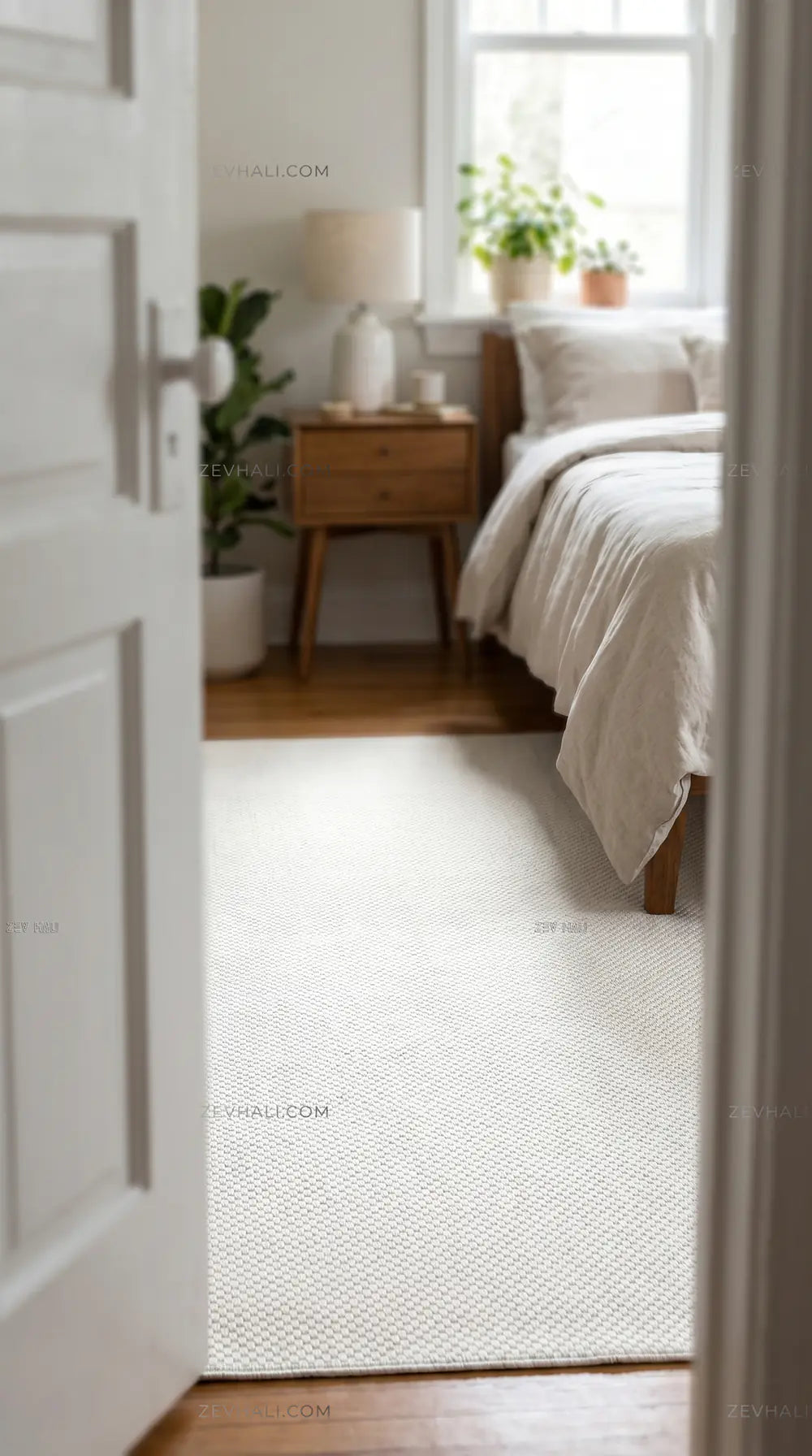 Zev Halı Sisal Krem Kendinden Dokulu Özel Ölçü Yıkanabilir Salon Mutfak Balkon Halısı ZS07 | Sisal Halı | Zev Halı