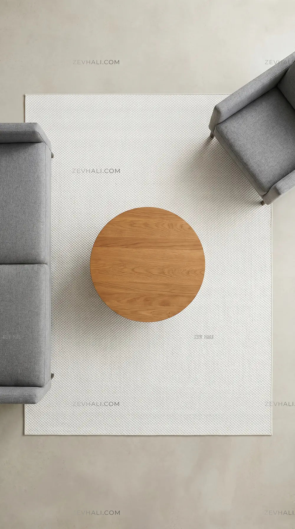 Zev Halı Sisal Krem Kendinden Dokulu Özel Ölçü Yıkanabilir Salon Mutfak Balkon Halısı ZS07 | Sisal Halı | Zev Halı