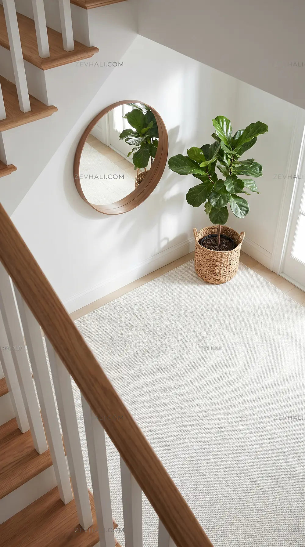 Zev Halı Sisal Krem Kendinden Dokulu Özel Ölçü Yıkanabilir Salon Mutfak Balkon Halısı ZS07 | Sisal Halı | Zev Halı