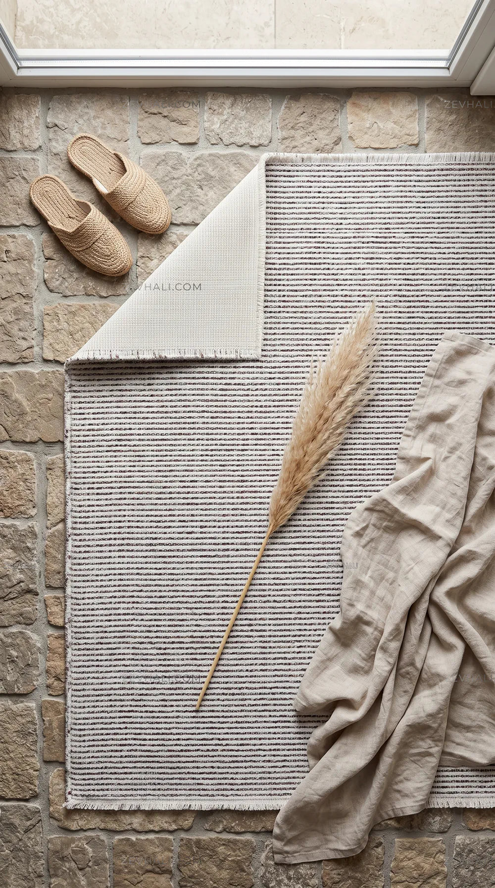 Zev Halı Teppe Multi Doğal Dokulu Kalın Pamuklu Bohem Kilim Halı TP05 | Microfiber Halı | Zev Halı