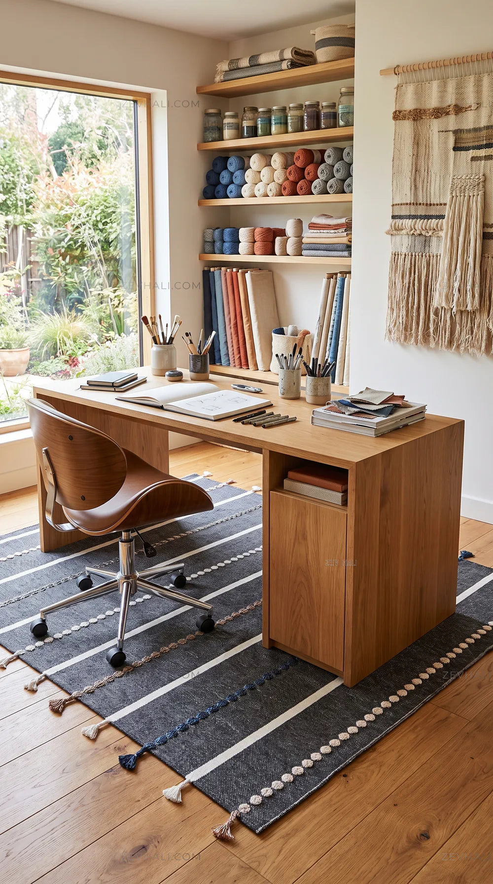 Zev Halı Vincents Colors Antrasit Çizgili Püsküllü İnce Kilim VC02 160x200