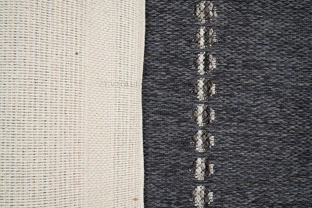 Zev Halı Vincents Colors Antrasit Çizgili Püsküllü İnce Kilim VC02 160x200