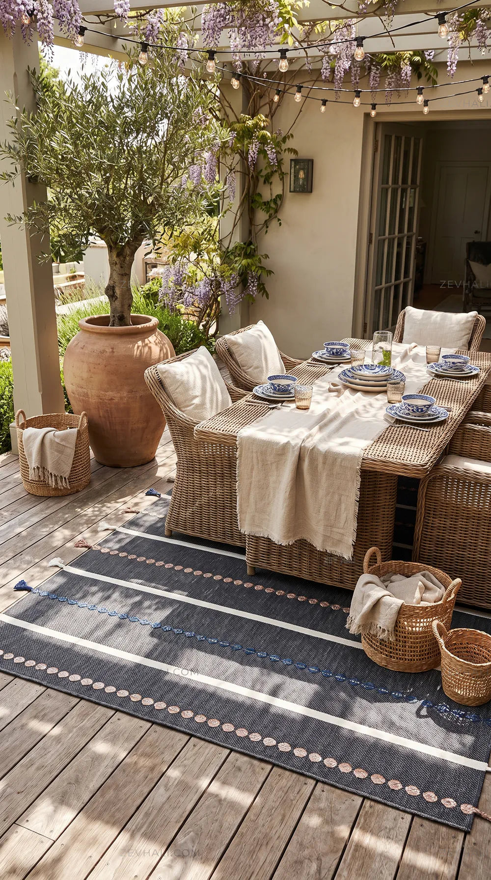 Zev Halı Vincents Colors Antrasit Çizgili Püsküllü İnce Kilim VC02 160x200