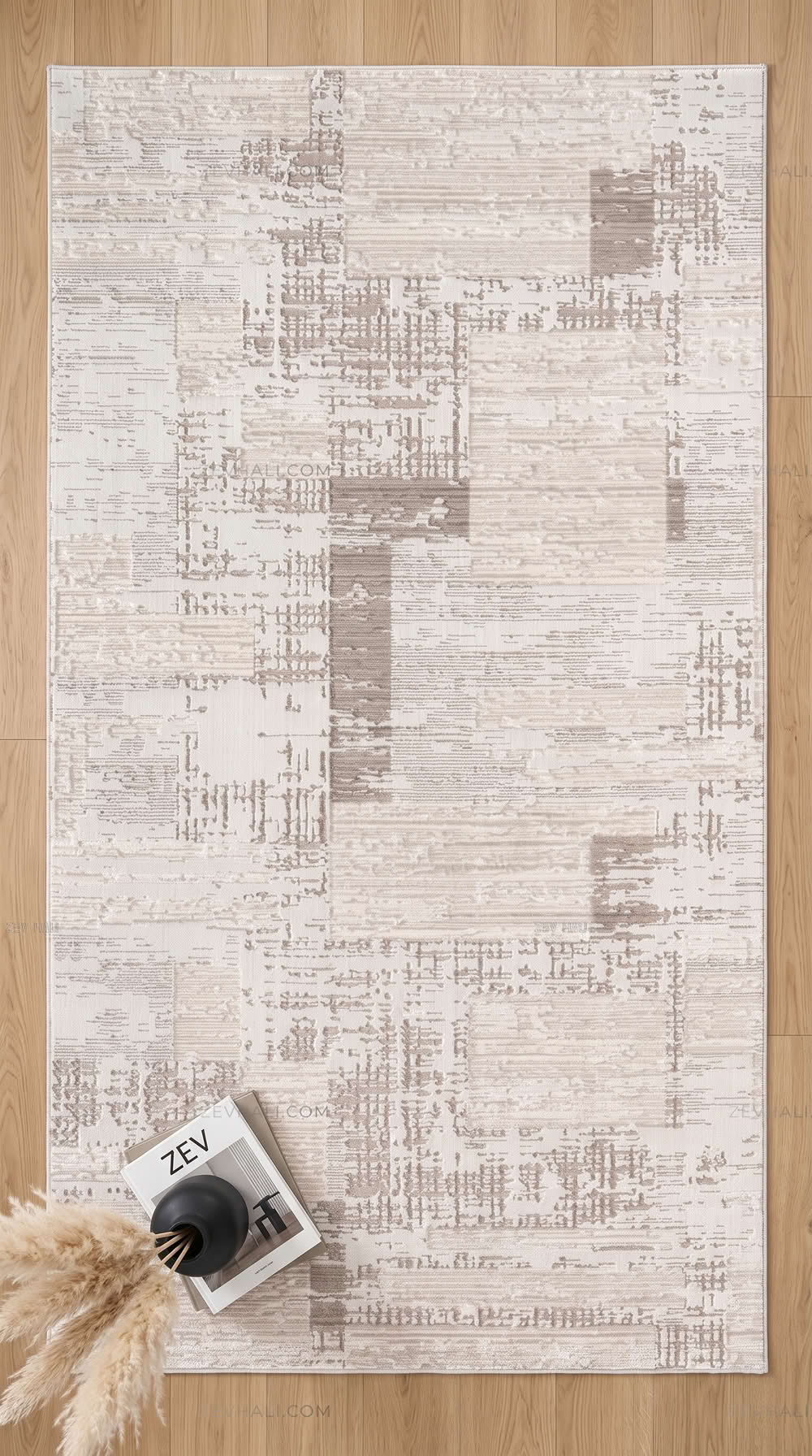 ZEV HALI NATURAL NT11 Beige Flecked Textured 400 cm Cut Acrylic Thick Rug