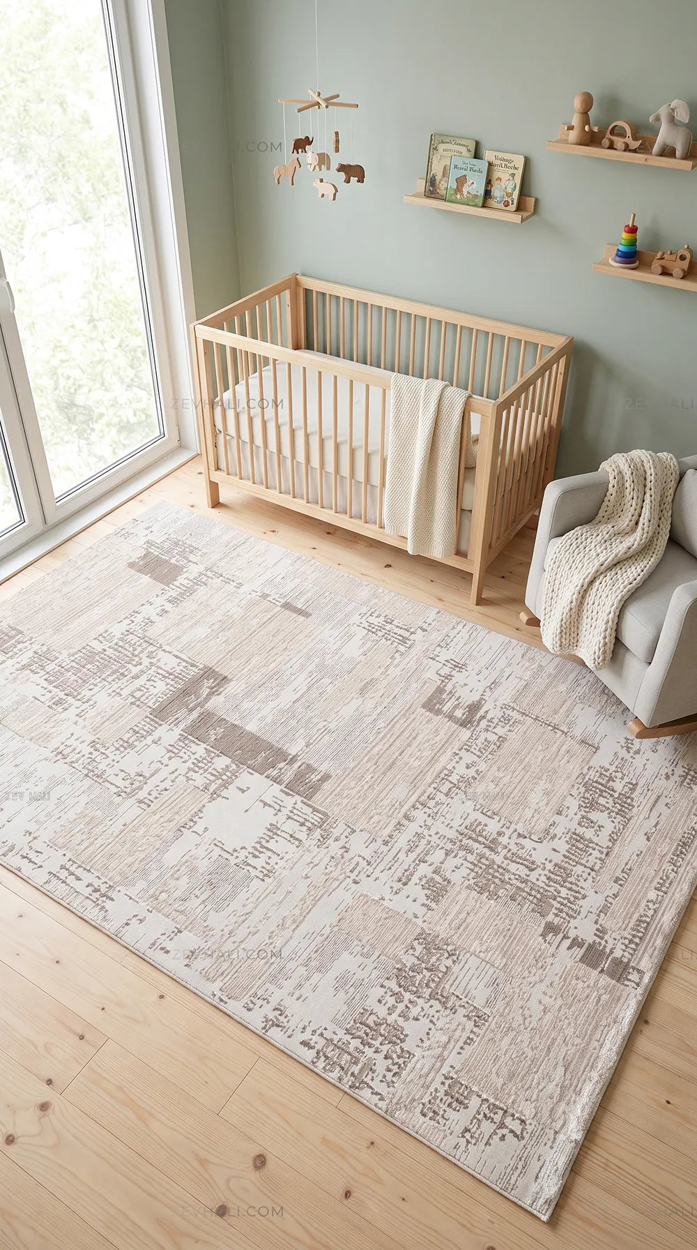 ZEV HALI NATURAL NT11 Beige Flecked Textured 400 cm Cut Acrylic Thick Rug