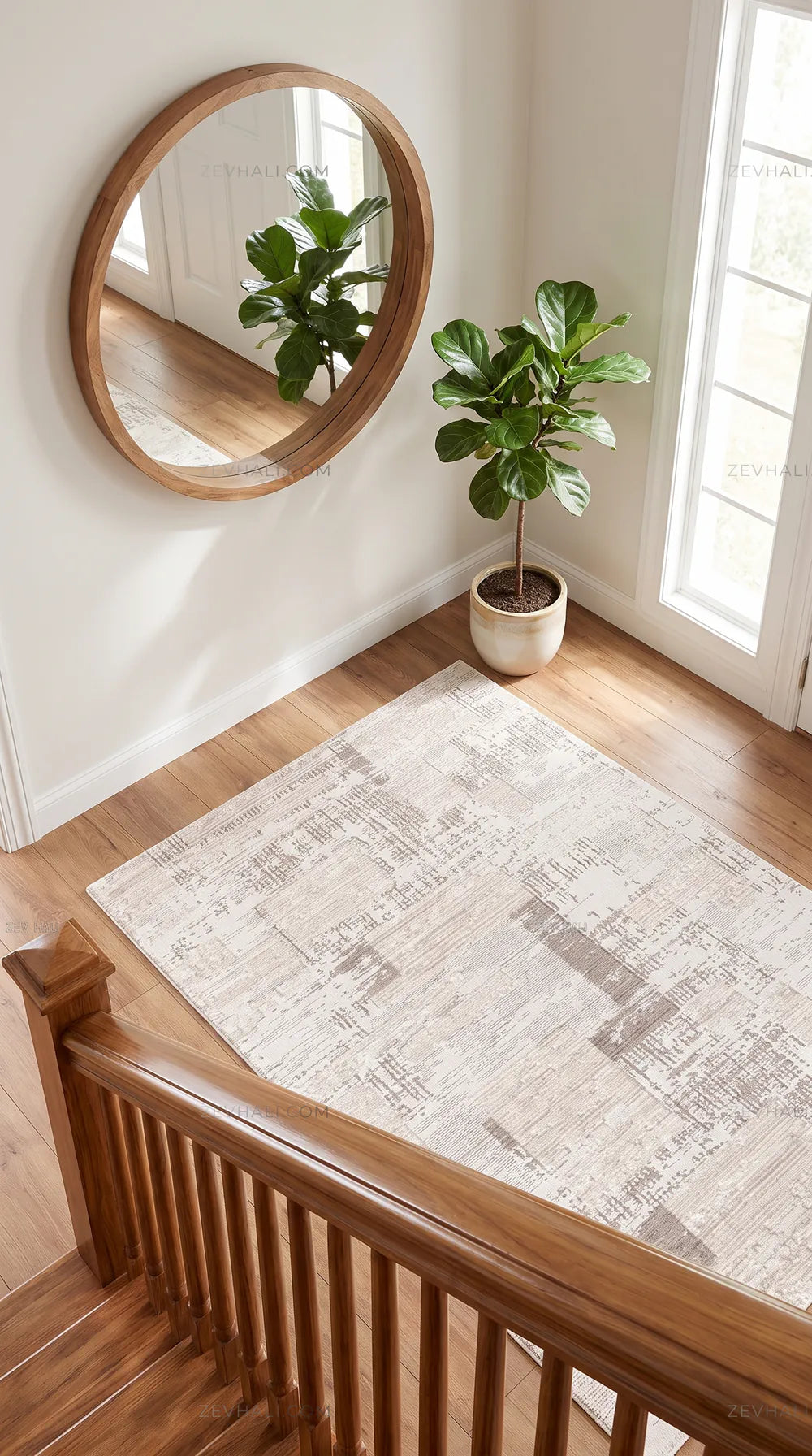 ZEV HALI NATURAL NT11 Beige Flecked Textured 400 cm Cut Acrylic Thick Rug
