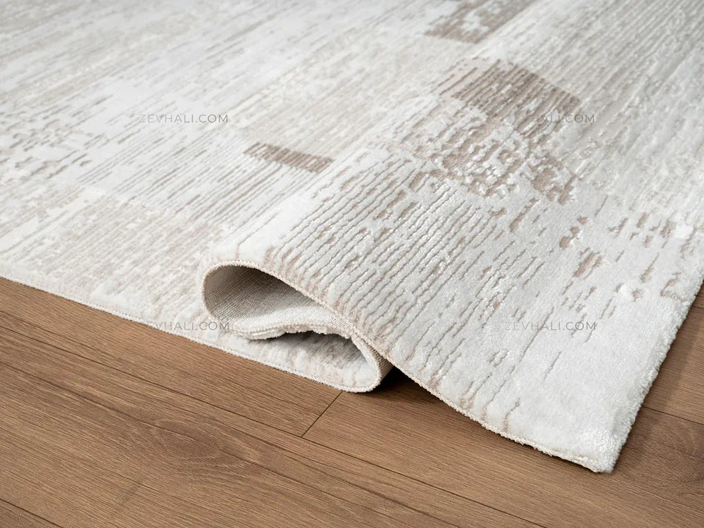 ZEV HALI NATURAL NT11 Beige Flecked Textured 400 cm Cut Acrylic Thick Rug