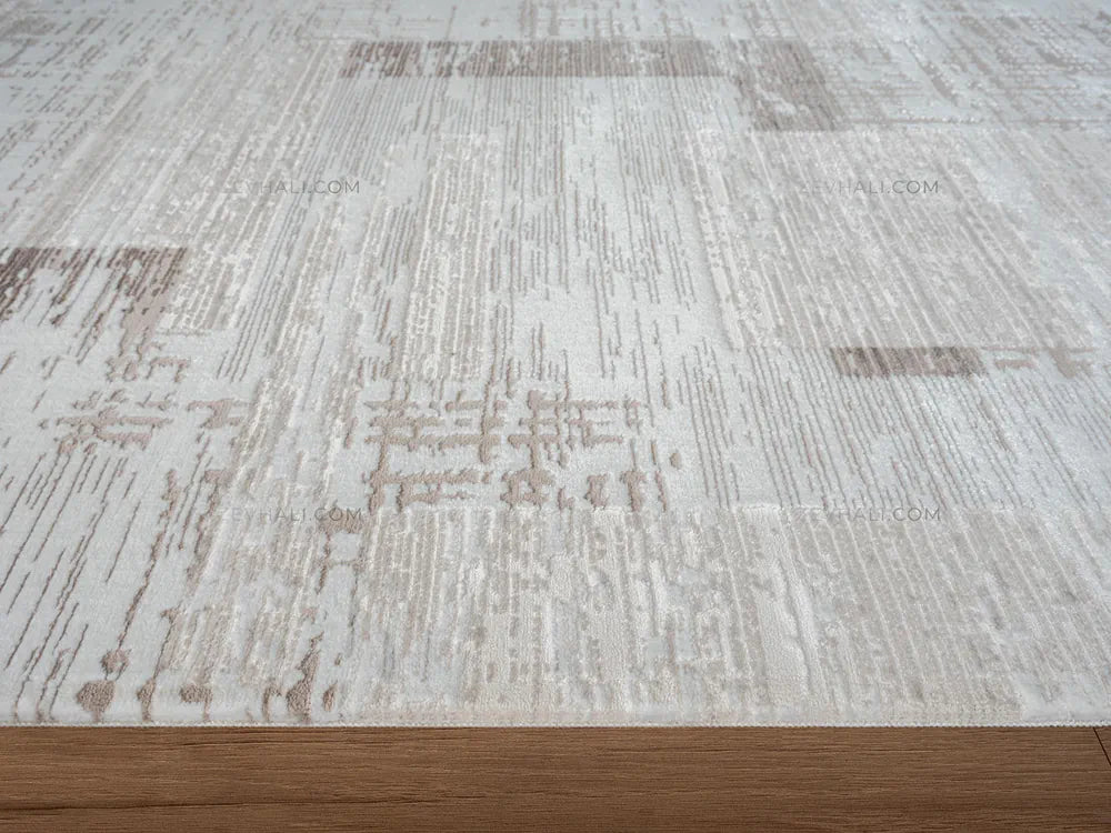 ZEV HALI NATURAL NT11 Beige Flecked Textured 400 cm Cut Acrylic Thick Rug