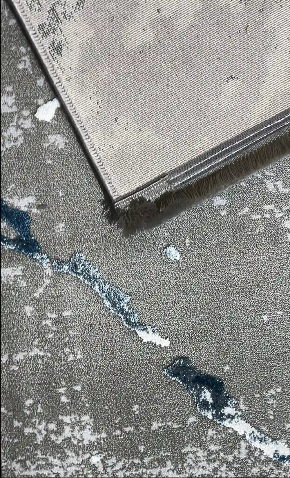 Zev Vogui Mavi Gri Soyut Eskitme Triko Akrilik Salon Halısı-t032 160x230