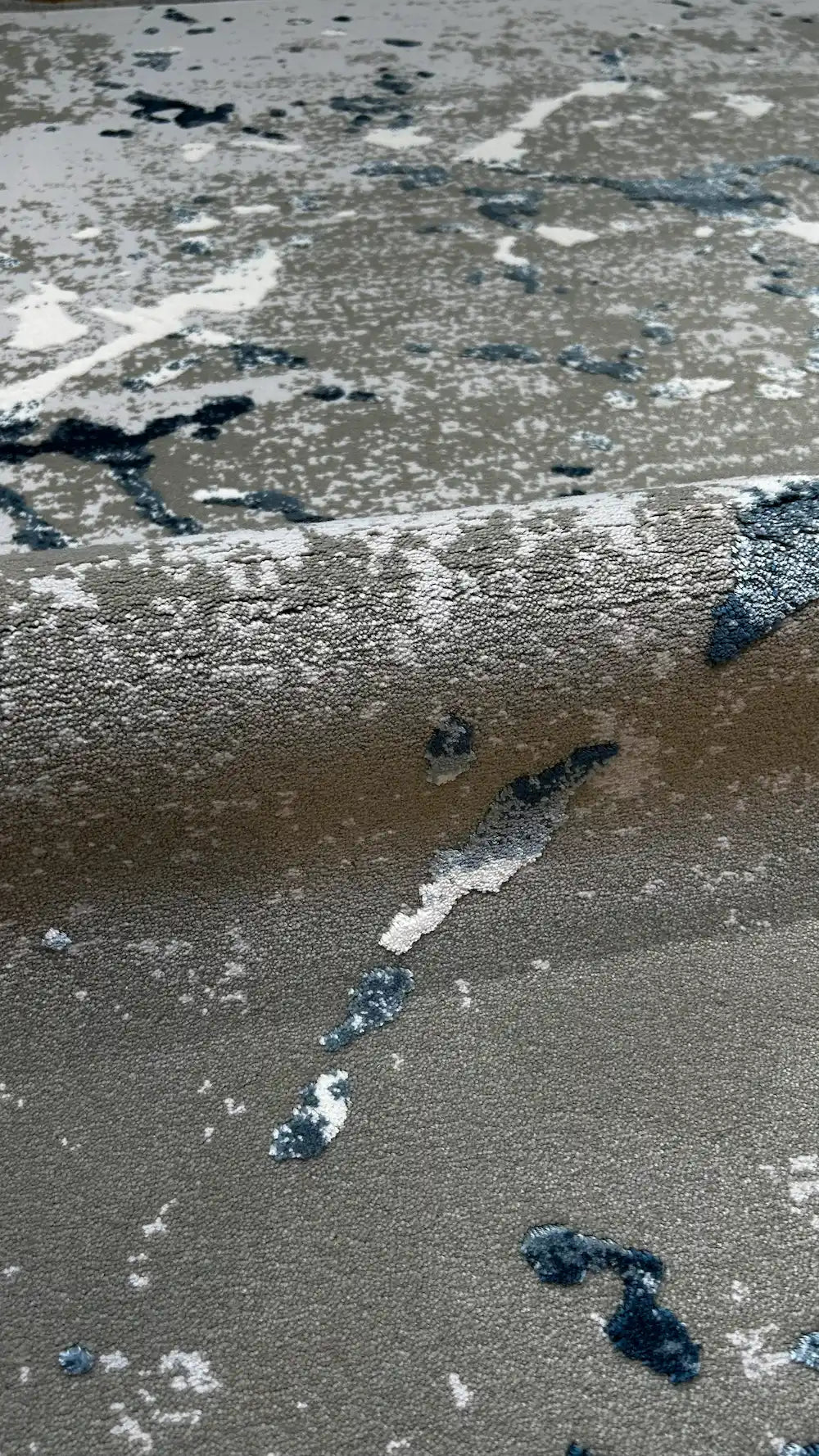 Zev Vogui Mavi Gri Soyut Eskitme Triko Akrilik Salon Halısı-t032 160x230