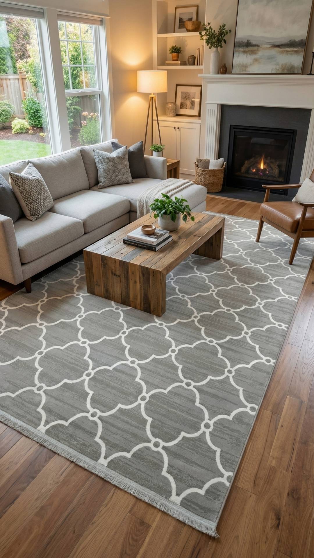 Zev Vogui Serisi Gri Fas Trellis Desenli Triko Akrilik Halı %60 Fırsat Outlet st030  160x230