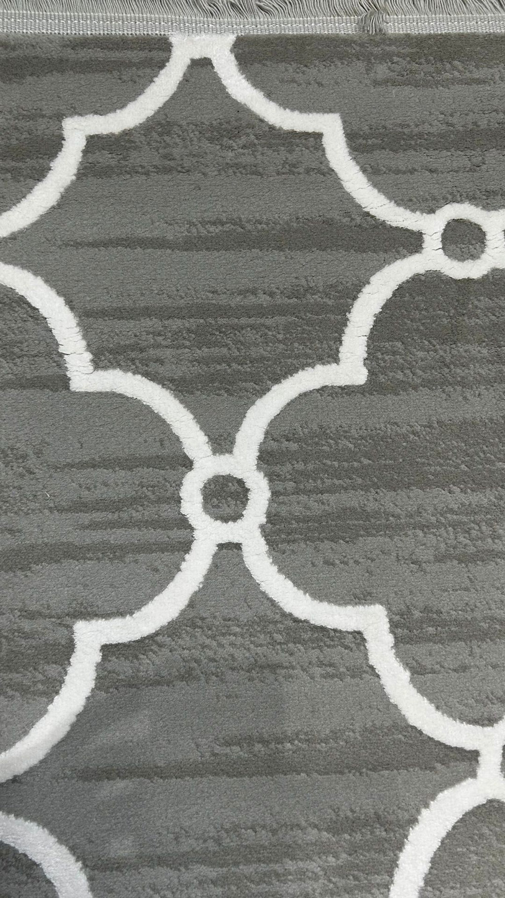 Zev Vogui Serisi Gri Fas Trellis Desenli Triko Akrilik Halı %60 Fırsat Outlet st030  160x230