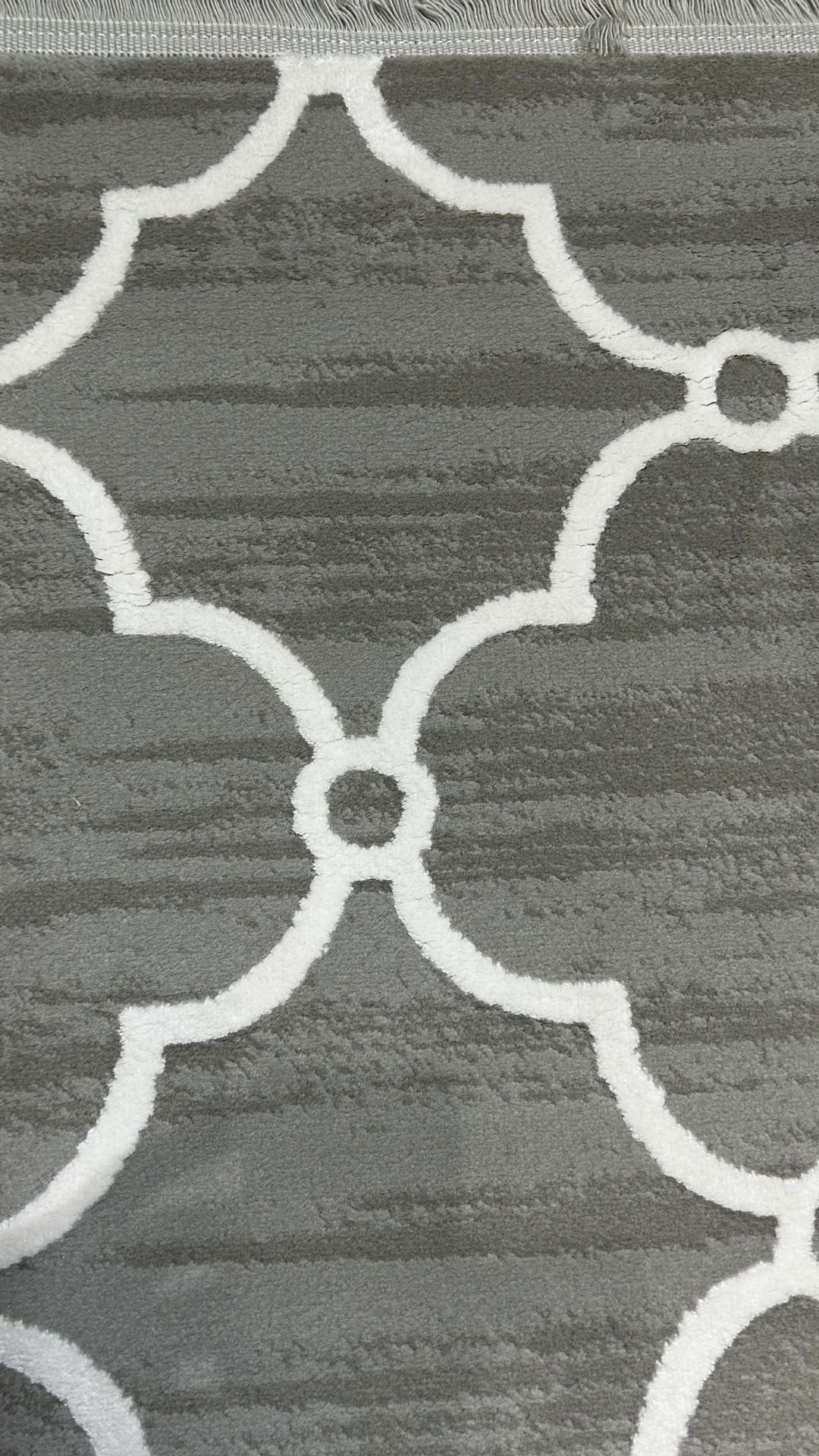 Zev Vogui Serisi Gri Fas Trellis Desenli Triko Akrilik Halı %60 Fırsat Outlet st030  160x230