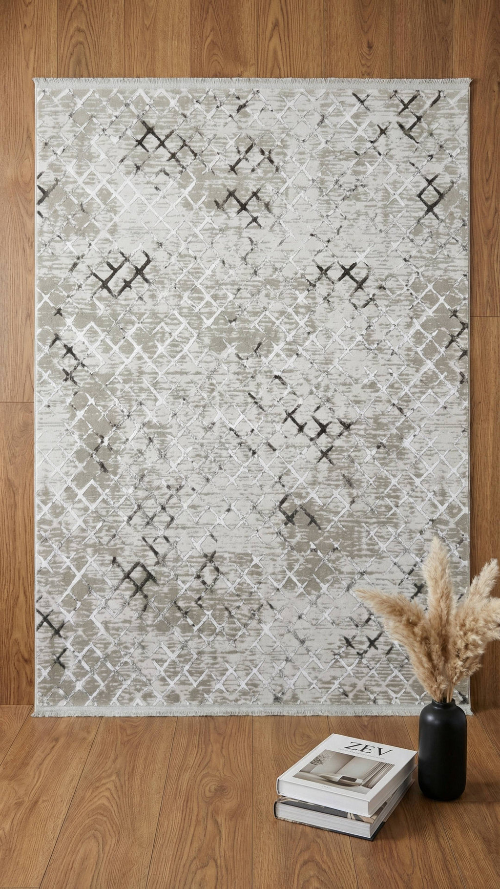 Zev Vogui Serisi Kil Yeşili Modern Geometrik Triko Akrilik Halı %60 Fırsat Outlet st027  160x230