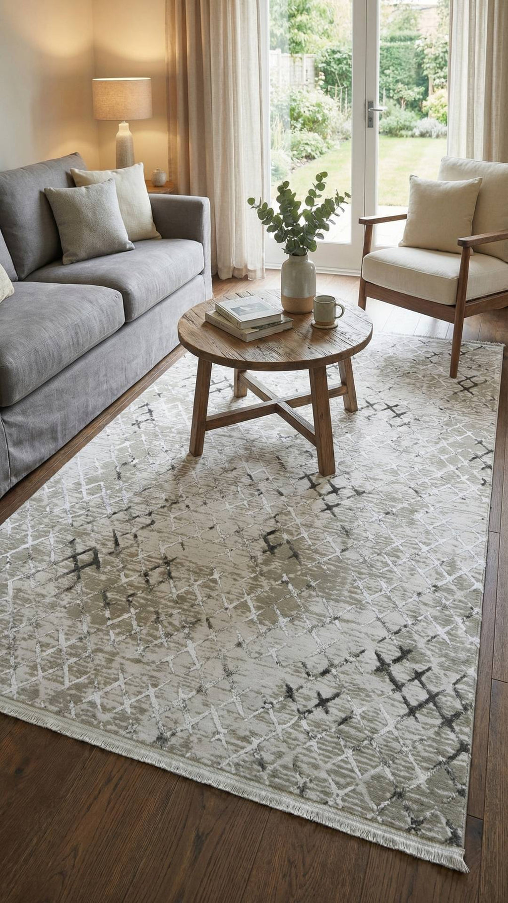 Zev Vogui Serisi Kil Yeşili Modern Geometrik Triko Akrilik Halı %60 Fırsat Outlet st027  160x230