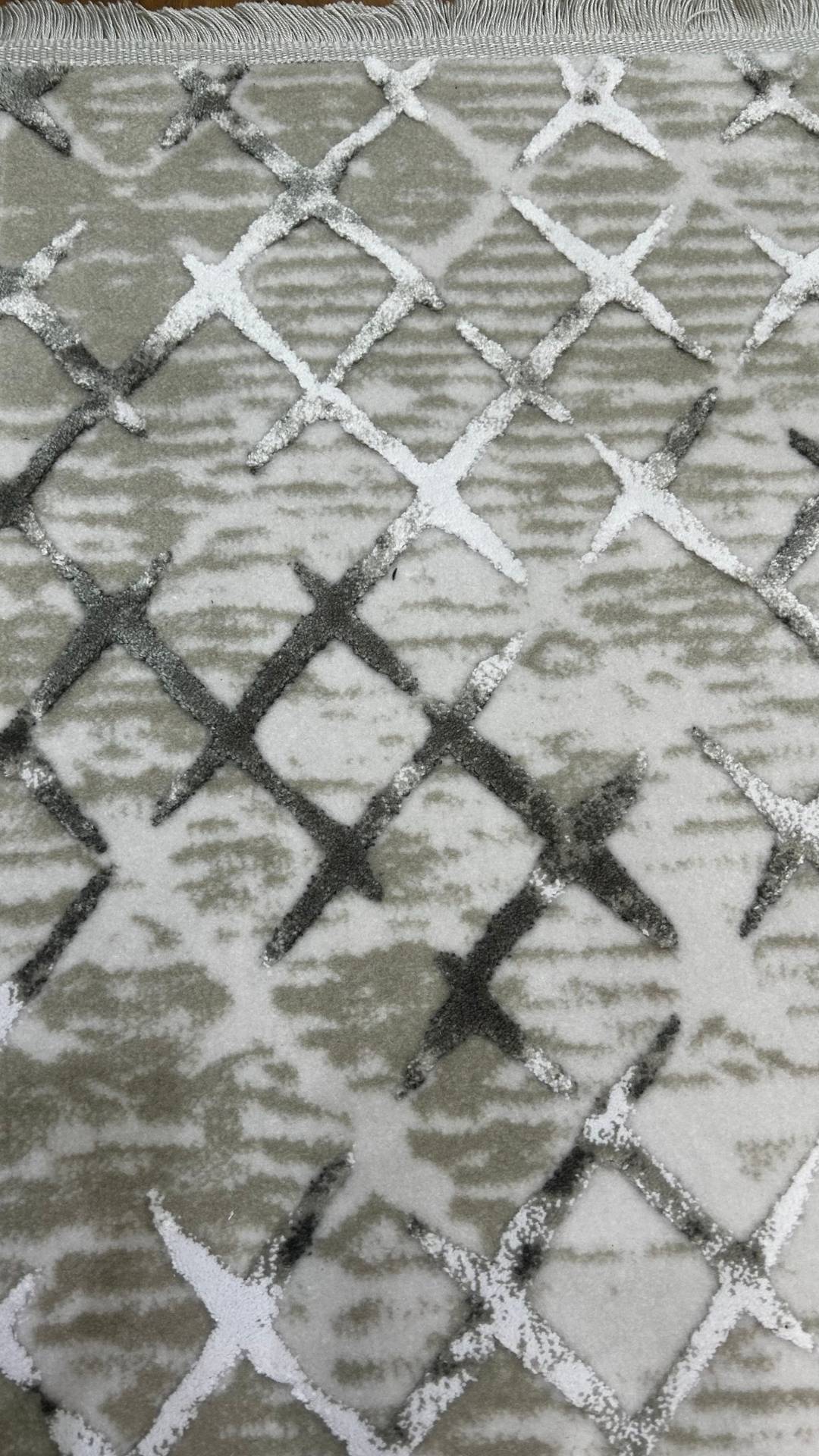 Zev Vogui Serisi Kil Yeşili Modern Geometrik Triko Akrilik Halı %60 Fırsat Outlet st027  160x230