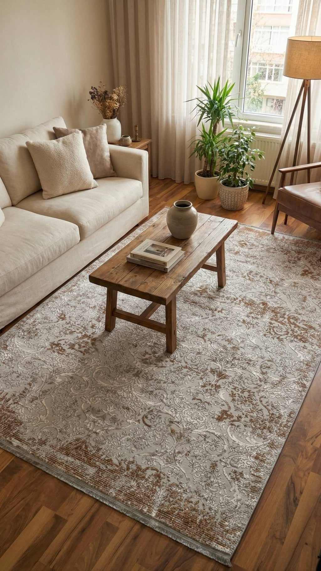 Zev Vogui Serisi Kiremit Klasik Desenli Triko Akrilik Halı %60 Fırsat Outlet st029  160x230