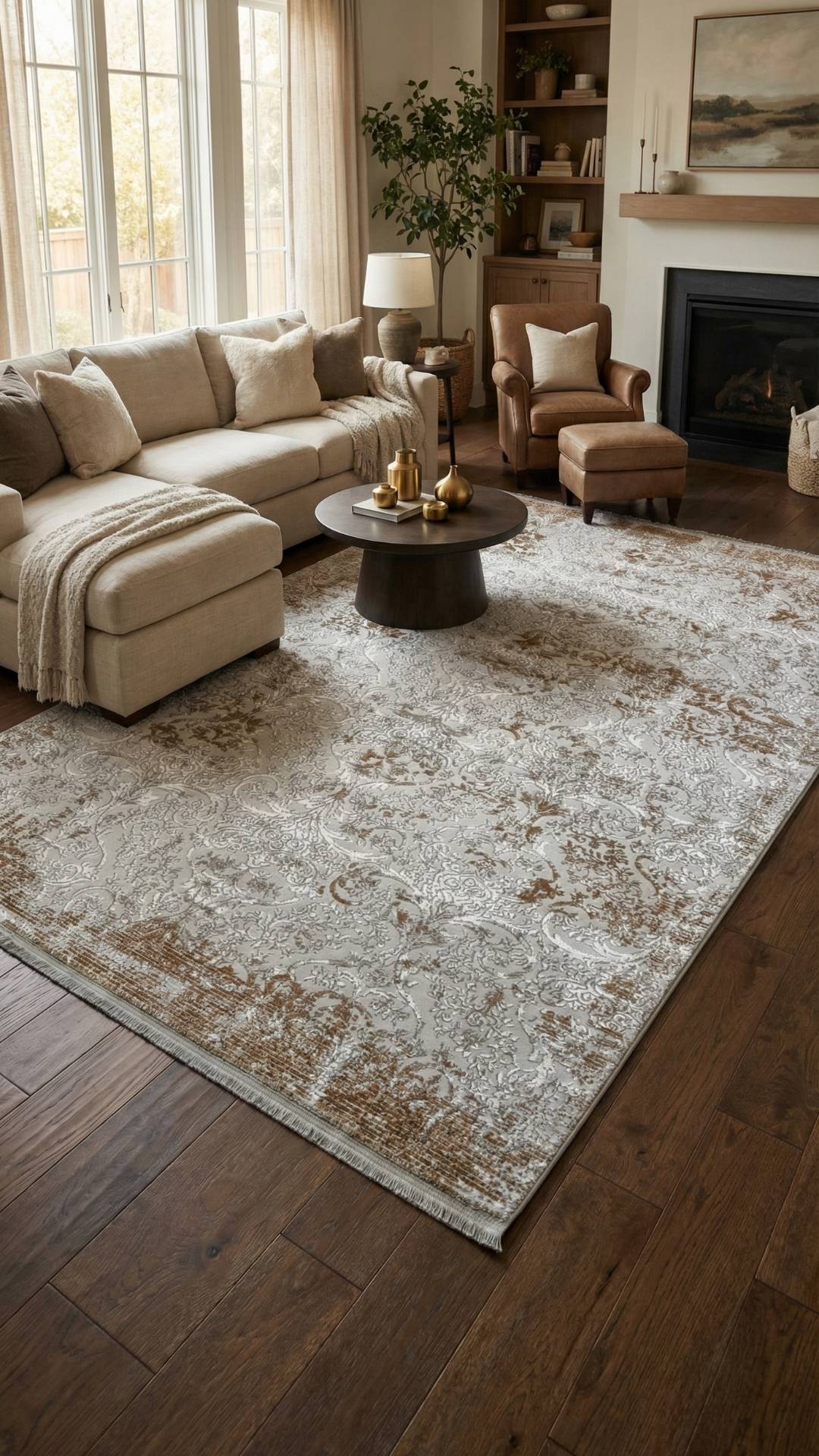 Zev Vogui Serisi Kiremit Klasik Desenli Triko Akrilik Halı %60 Fırsat Outlet st029  160x230