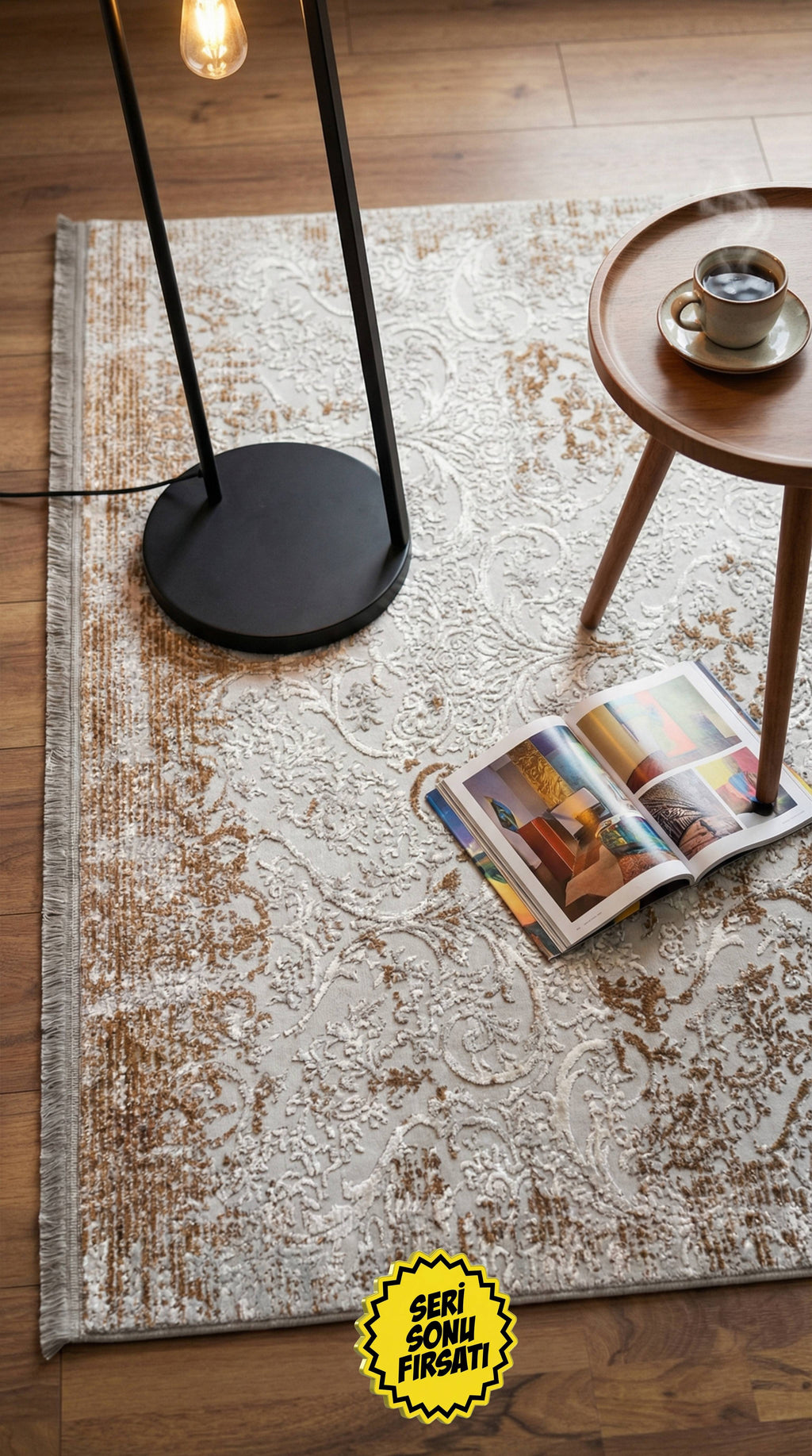 Zev Vogui Serisi Kiremit Klasik Desenli Triko Akrilik Halı %60 Fırsat Outlet st029  160x230