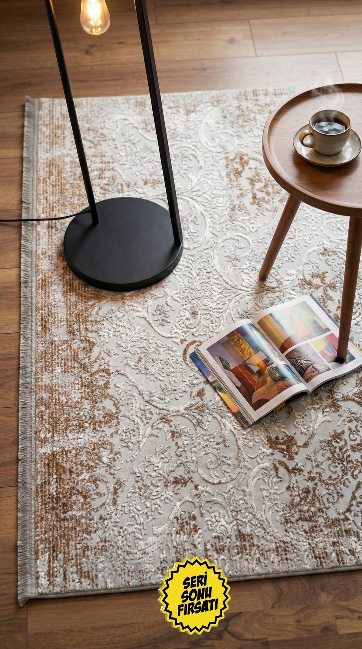 Zev Vogui Serisi Kiremit Klasik Desenli Triko Akrilik Halı %60 Fırsat Outlet st029  160x230