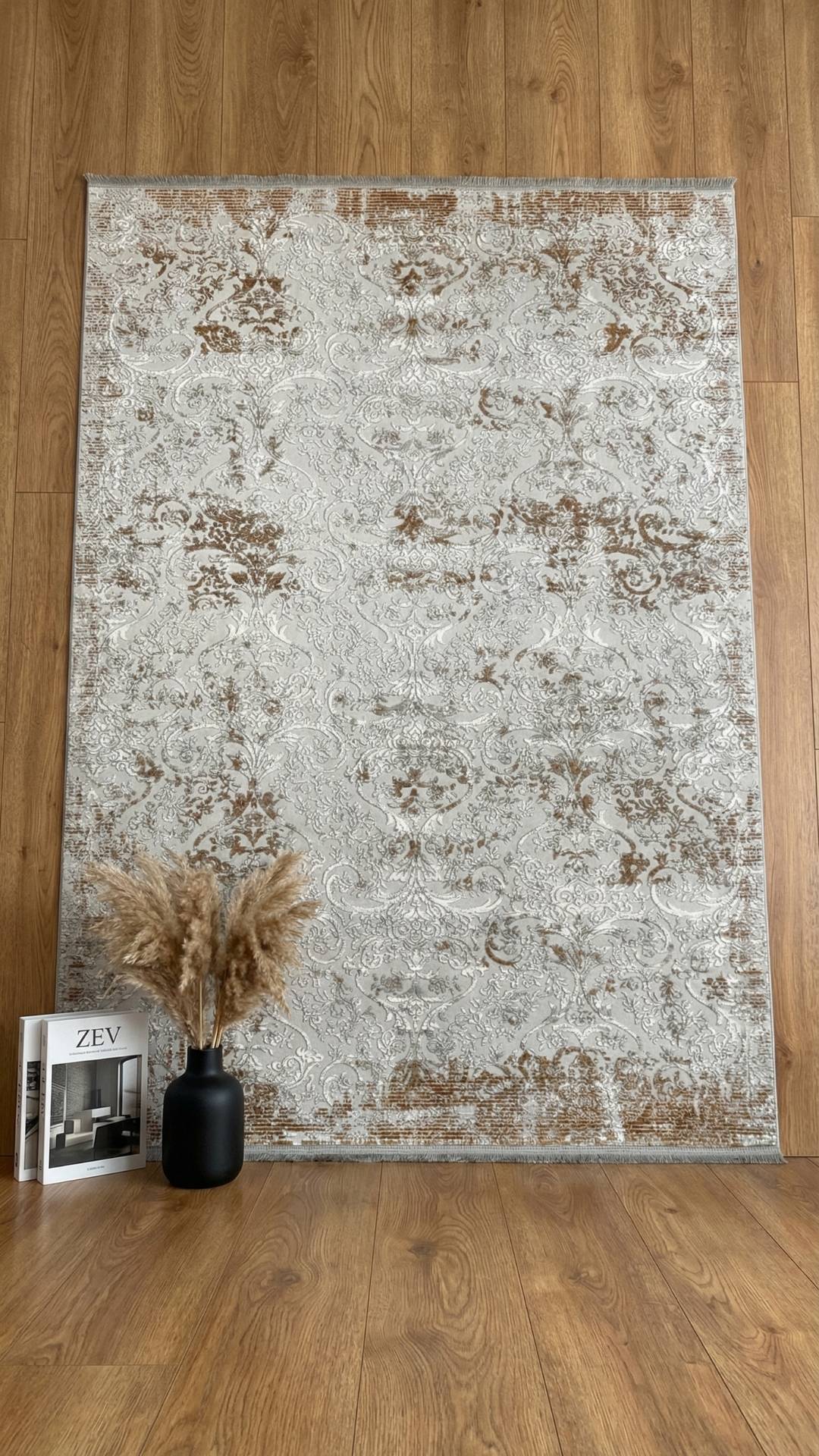 Zev Vogui Serisi Kiremit Klasik Desenli Triko Akrilik Halı %60 Fırsat Outlet st029  160x230