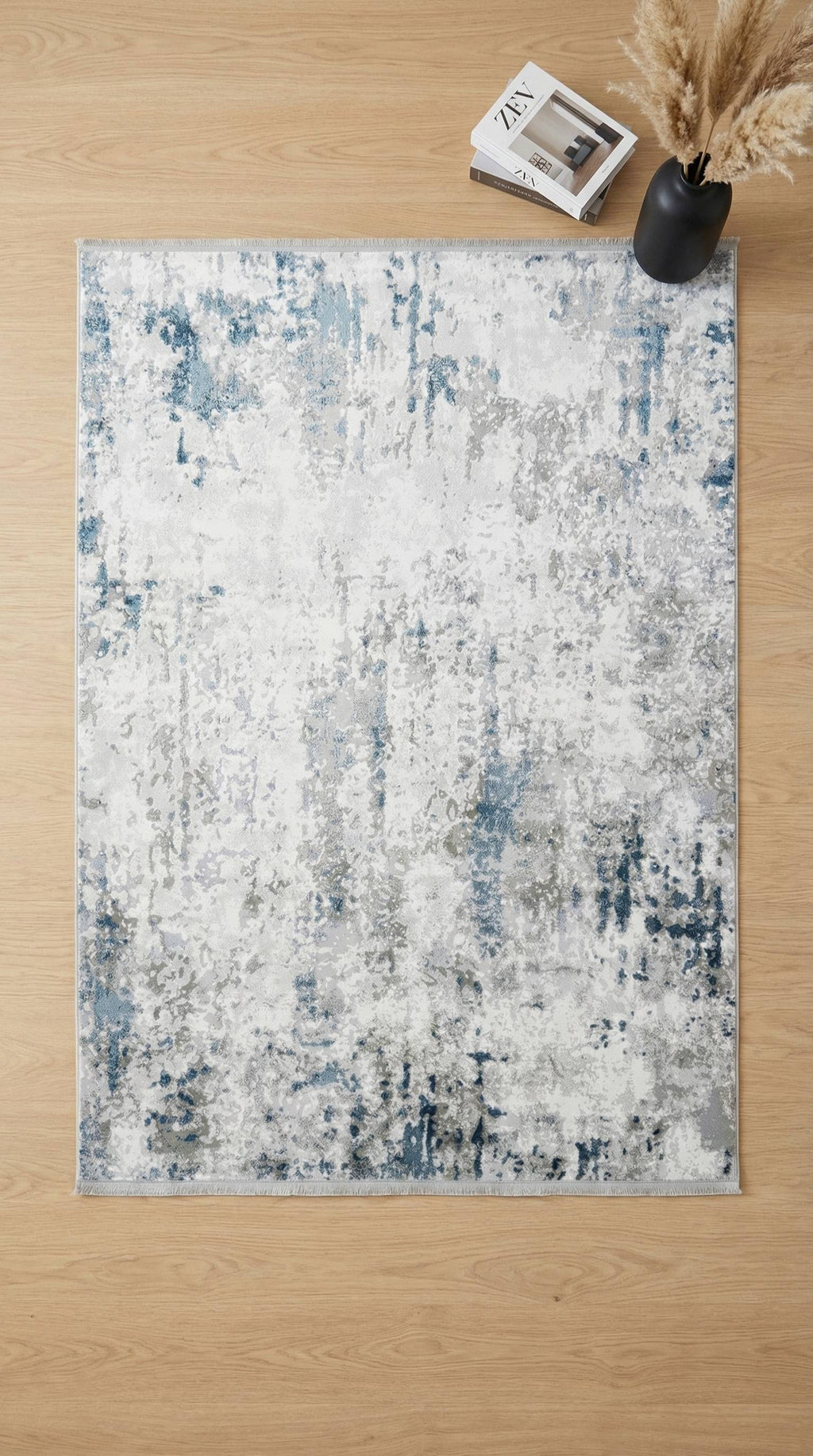 Zev Halı Vogui Serisi Mavi Soyut Desenli Triko Akrilik Halı %60 Fırsat Outlet st028 160x230 | Modern Halı | Zev Halı