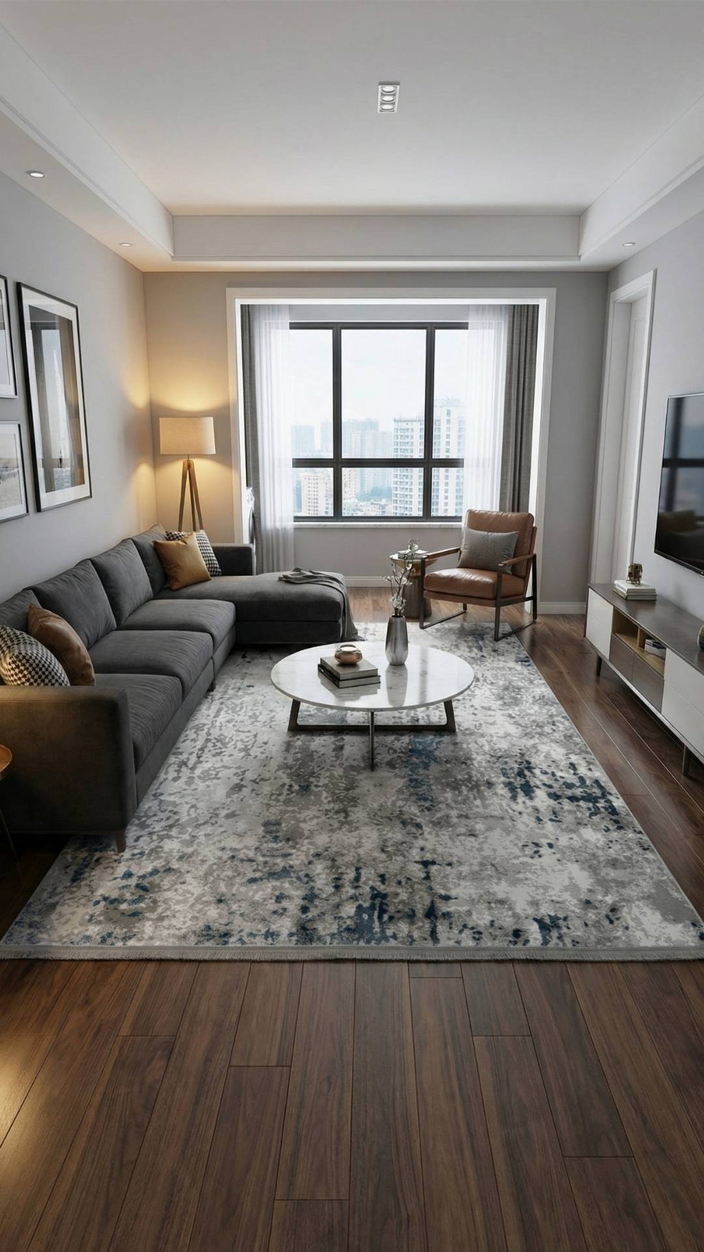 Zev Halı Vogui Serisi Mavi Soyut Desenli Triko Akrilik Halı %60 Fırsat Outlet st028 160x230 | Modern Halı | Zev Halı