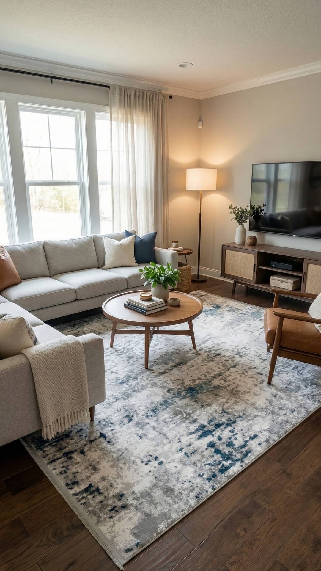 Zev Halı Vogui Serisi Mavi Soyut Desenli Triko Akrilik Halı %60 Fırsat Outlet st028 160x230 | Modern Halı | Zev Halı