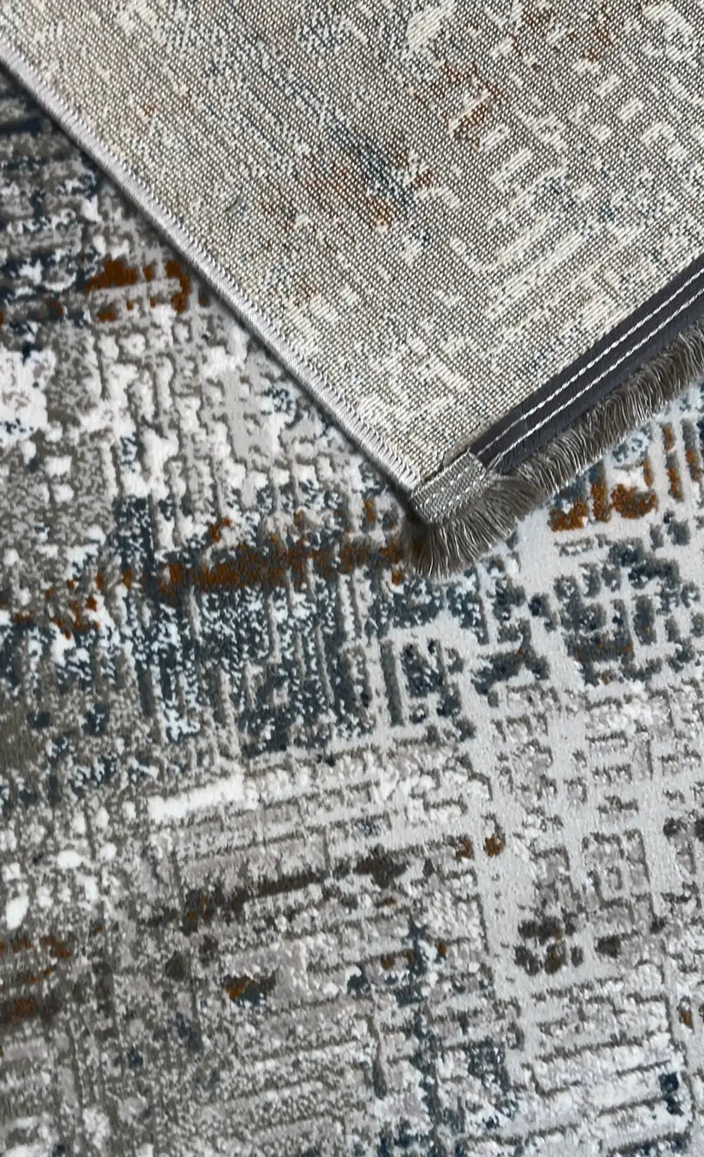 Zev Vogui Mavi Kahve Soyut Eskitme Triko Akrilik Halı - %60 Outlet st031  160x230