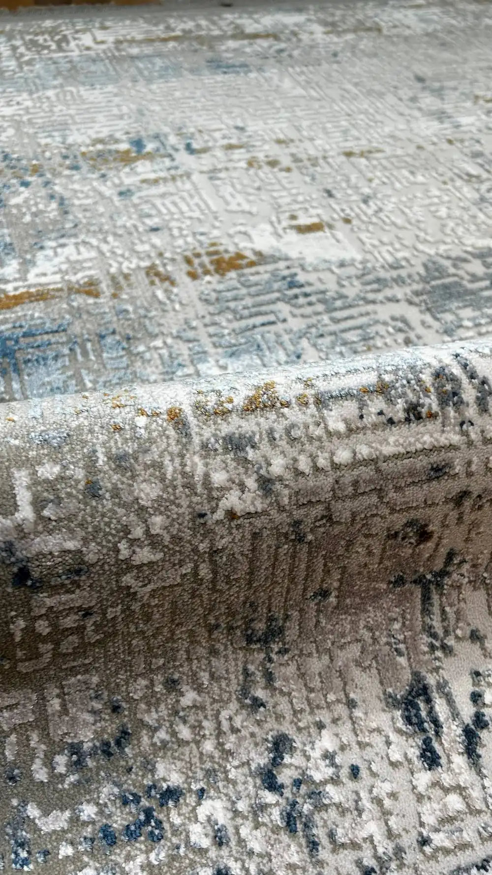 Zev Vogui Mavi Kahve Soyut Eskitme Triko Akrilik Halı - %60 Outlet st031  160x230