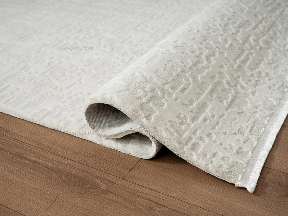 ZEV HALI NATURAL NT11 Beige Flecked Textured 400 cm Cut Acrylic Thick Rug