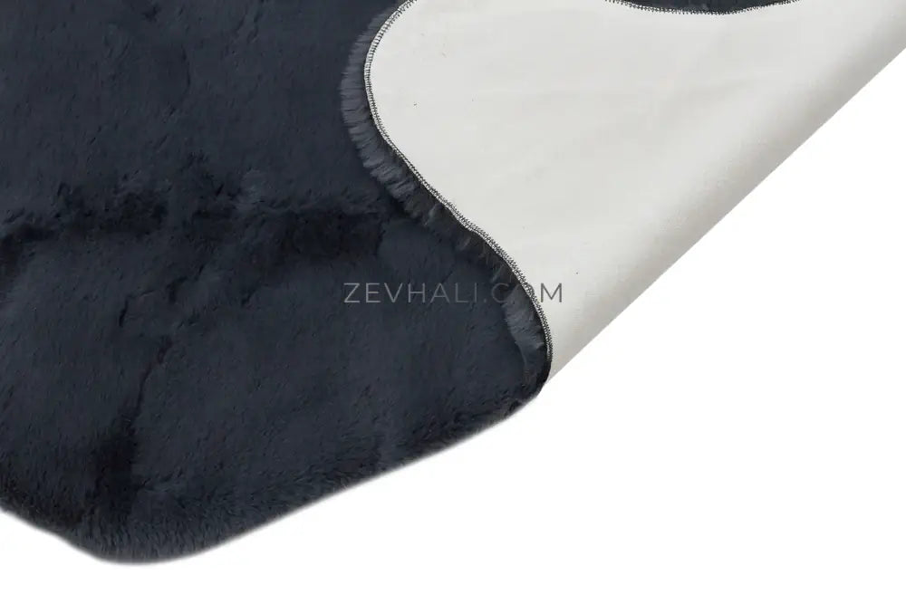 Zev Halı Alade Antrasit Suni Tavşan Tüyü Kaymaz Taban Yıkanabilir Peluş Post Halı AL05