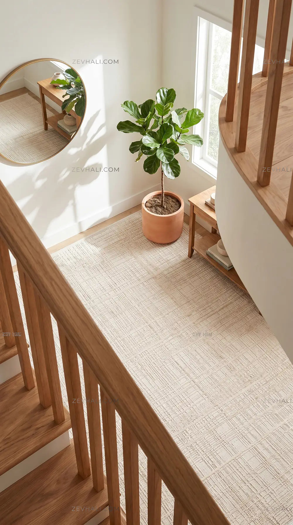 ZEV HALI NATURAL NT17 Krem Modern Dokulu Pamuk Taban Triko Akrilik Halı