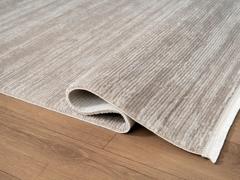 ZEV HALI NATURAL NT11 Beige Flecked Textured 400 cm Cut Acrylic Thick Rug