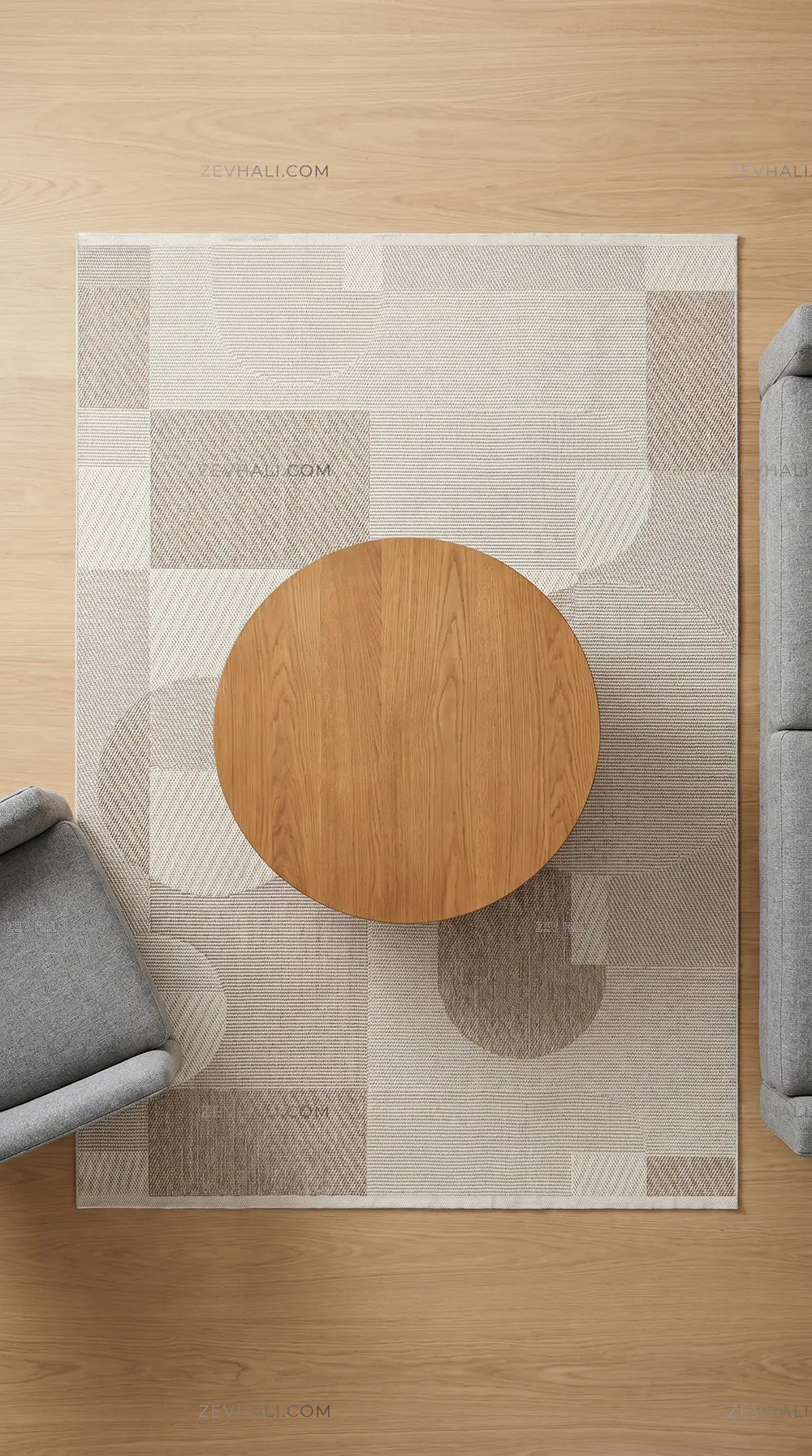 Zev Halı Sisal Modern Geometrik Krem Vizon Sisal Makinede Yıkanabilir Salon Mutfak Halısı ZS02 | Sisal Halı | Zev Halı