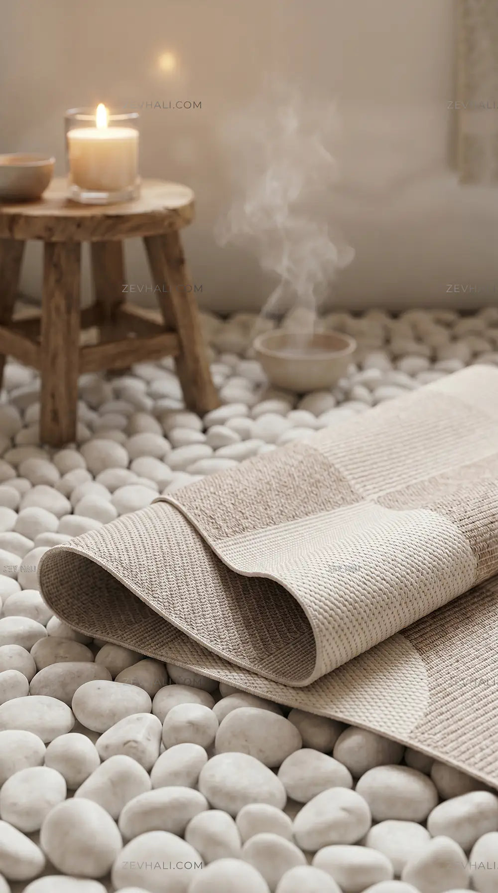 Zev Halı Sisal Modern Geometrik Krem Vizon Sisal Makinede Yıkanabilir Salon Mutfak Halısı ZS02 | Sisal Halı | Zev Halı