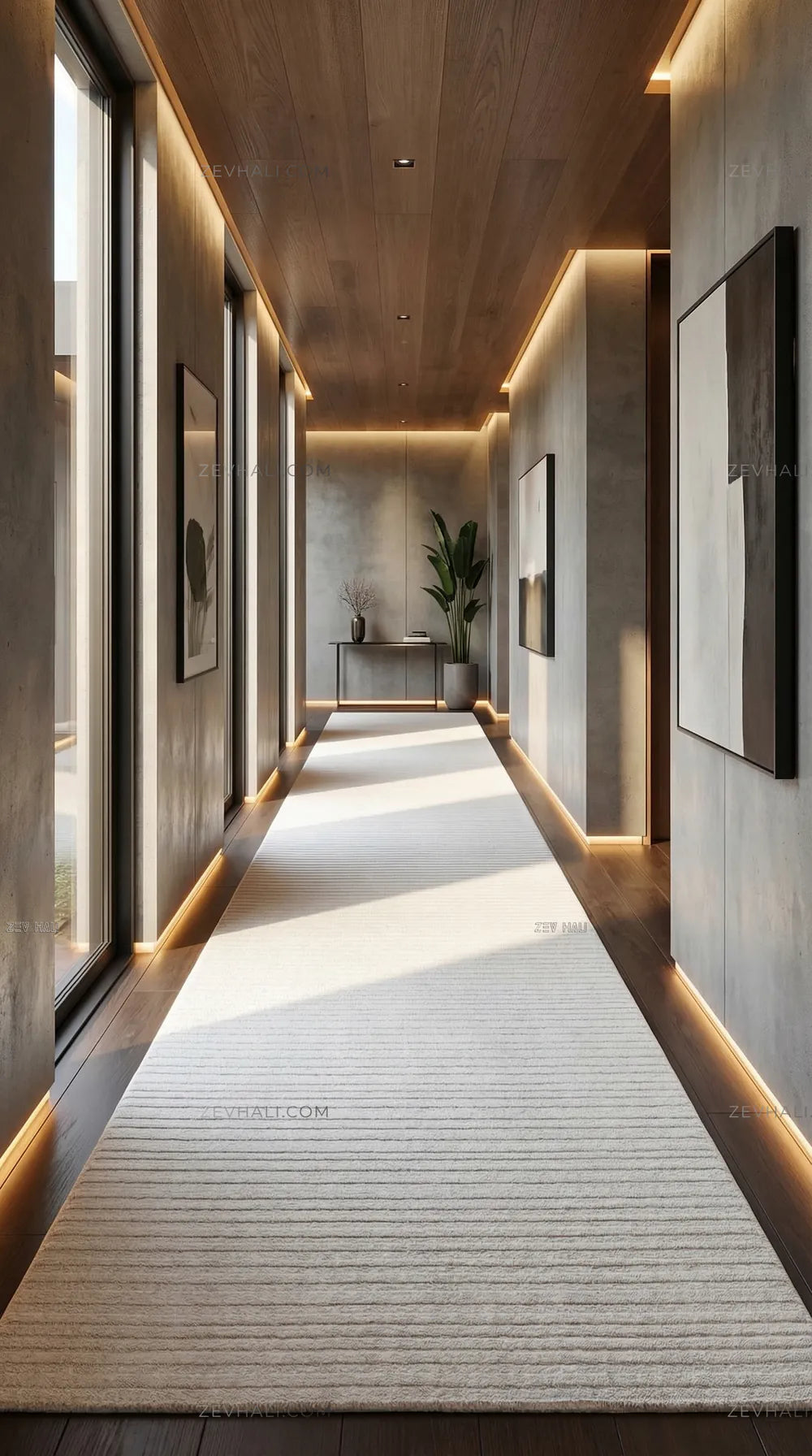 Zev Halı Beyaz Çizgili Modern Microfiber Halı | Yumuşak & Kaymaz Özel Ölçü Ba01 | Microfiber Halı | Zev Halı