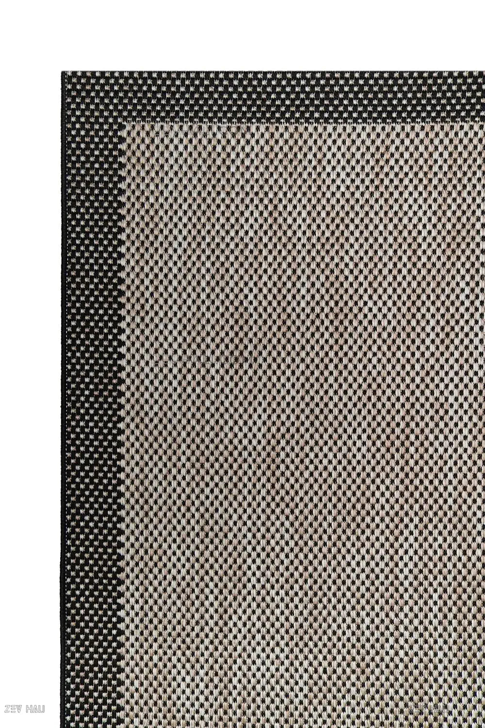 Zev Halı Sisal Plus Bej Siyah Çerçeveli Makinede Yıkanabilir Salon Mutfak Koridor Halısı ZS11 | Sisal Halı | Zev Halı