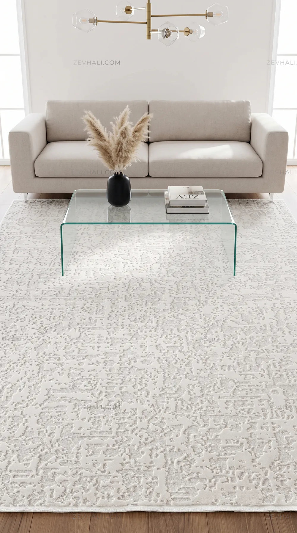 ZEV HALI NATURAL NT11 Beige Flecked Textured 400 cm Cut Acrylic Thick Rug