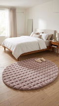 Zev Halı Nerm Pudra Oval 3 Boyutlu Dokuma Kaymaz Tabanlı Yıkanabilir Peluş Halı NR19