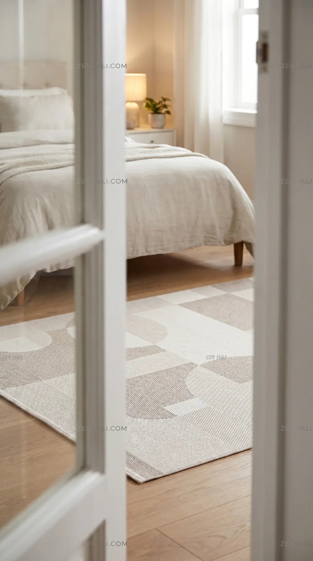 Zev Halı Sisal Modern Geometrik Krem Vizon Sisal Makinede Yıkanabilir Salon Mutfak Halısı ZS02 | Sisal Halı | Zev Halı