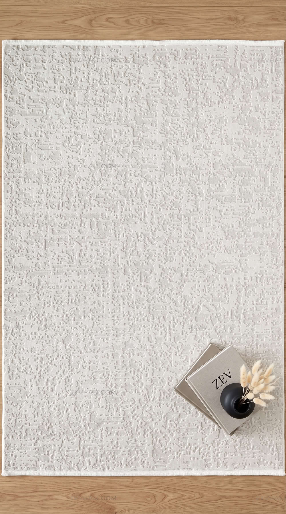 ZEV HALI NATURAL NT11 Beige Flecked Textured 400 cm Cut Acrylic Thick Rug