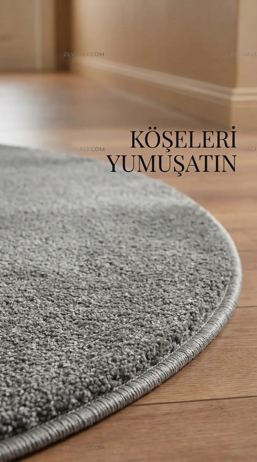 Zev Halı Pilosus Antrasit Oval Özel Ölçü Dokuma Taban Shaggy Halı | Shaggy Halı | Zev Halı