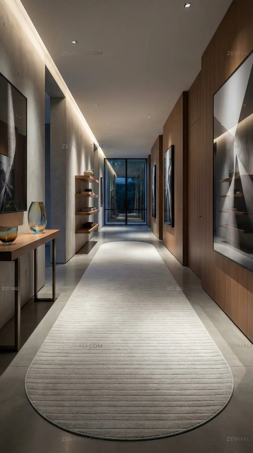 Zev Halı Babil Beyaz Tek Renk Çizgili Ekstra Yumuşak Modern Oval Halı Özel Ölçü Ba19 | Microfiber Halı | Zev Halı