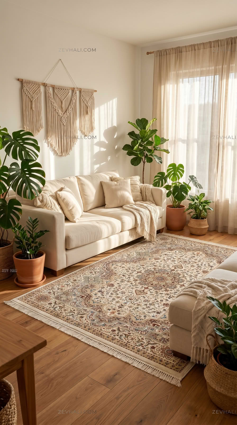 Zev Halı Asitane  Aydınlık Kemik Rengi Sultani Motifli Klasik Salon Halısı AST06