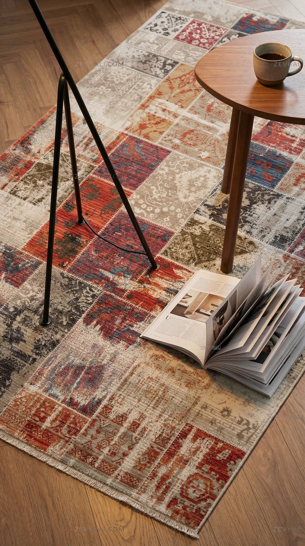 Zev Halı Aura Çok Renkli Patchwork Vintage Oturma Odası Halısı And009 | Etnik Halılar | Zev Halı