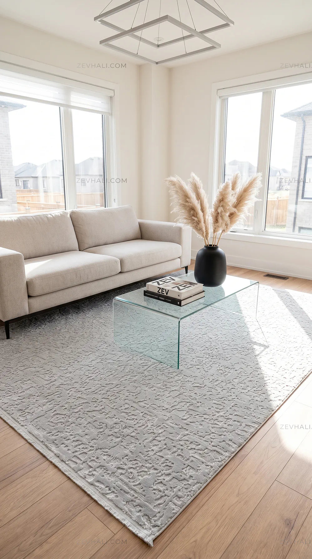 ZEV HALI NATURAL NT11 Beige Flecked Textured 400 cm Cut Acrylic Thick Rug
