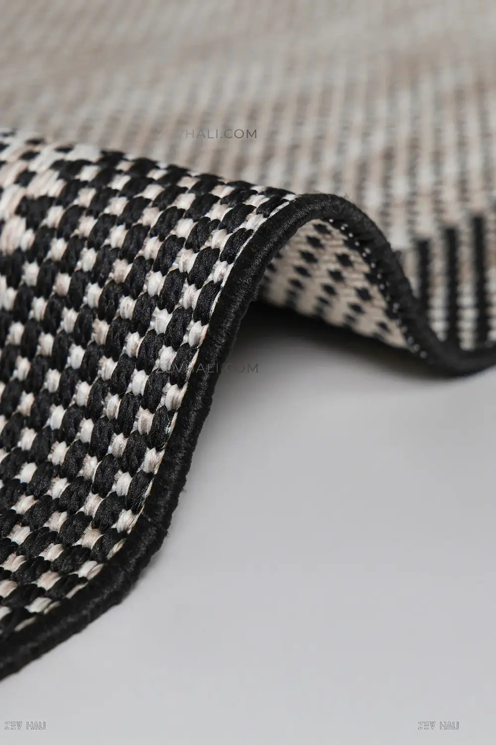 Zev Halı Sisal Plus Bej Siyah Çerçeveli Makinede Yıkanabilir Salon Mutfak Koridor Halısı ZS11 | Sisal Halı | Zev Halı