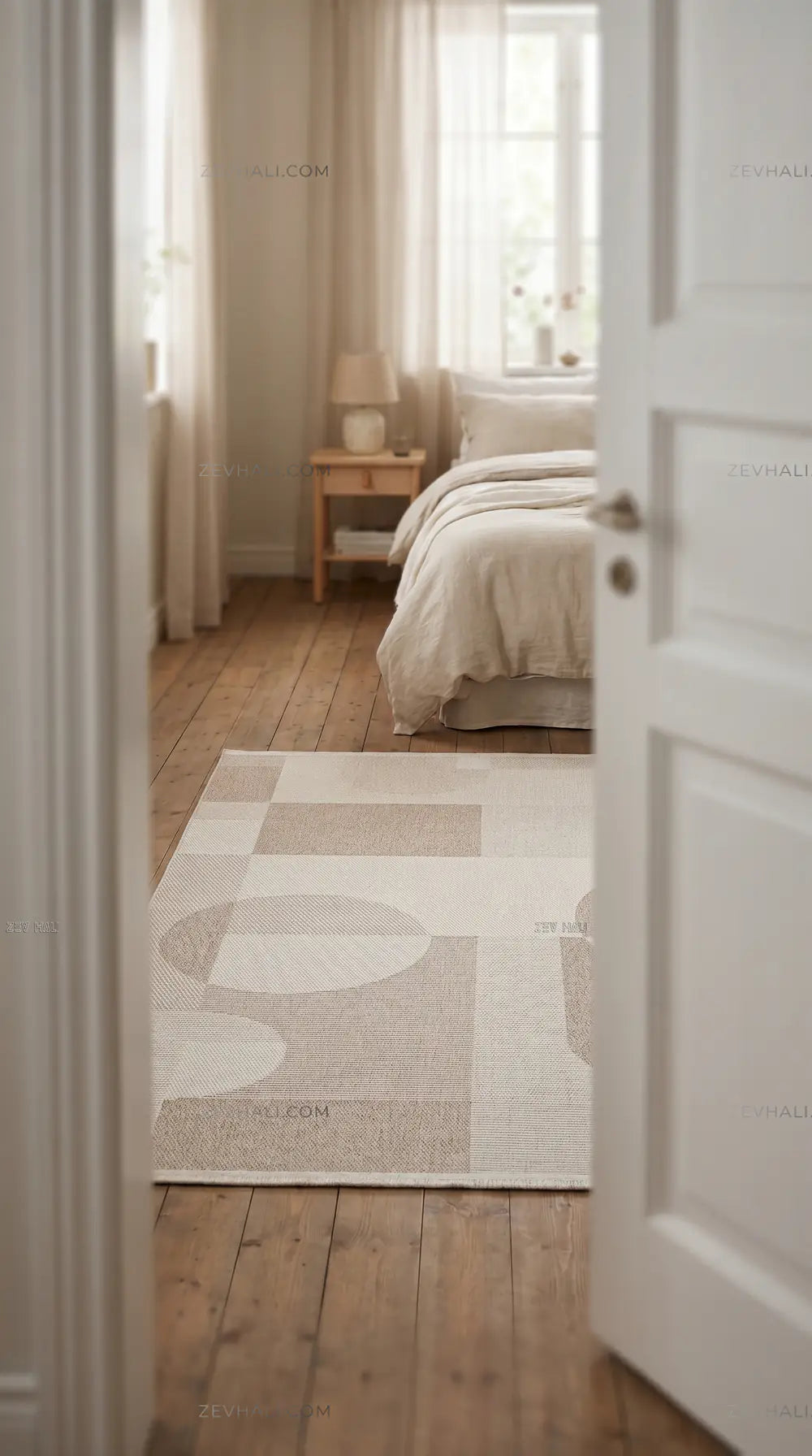 Zev Halı Sisal Modern Geometrik Krem Vizon Sisal Makinede Yıkanabilir Salon Mutfak Halısı ZS02 | Sisal Halı | Zev Halı