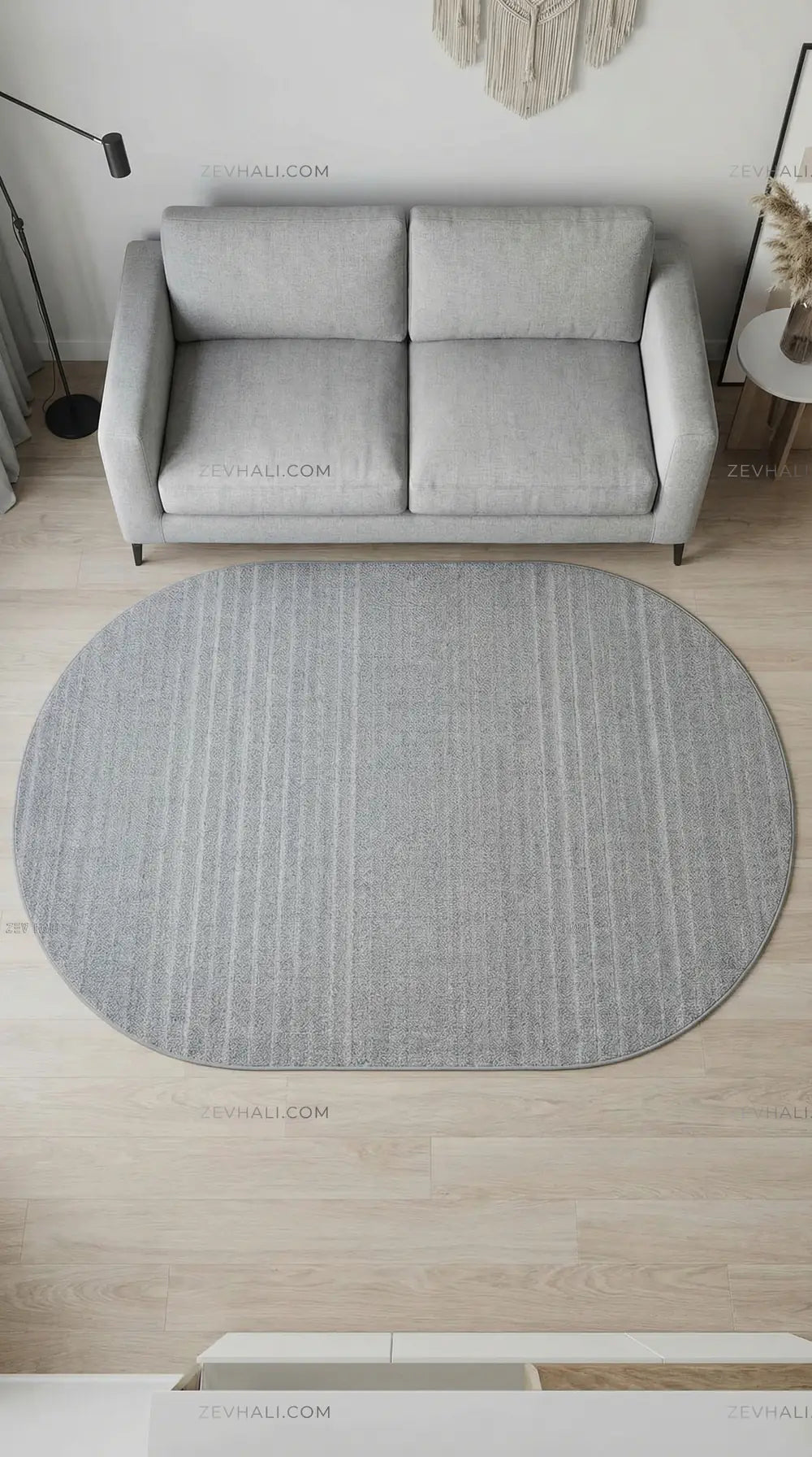Zev Halı Babil Gri 3D Çizgili Ekstra Yumuşak Oval Halı Özel Ölçü Ba20 | Microfiber Halı | Zev Halı